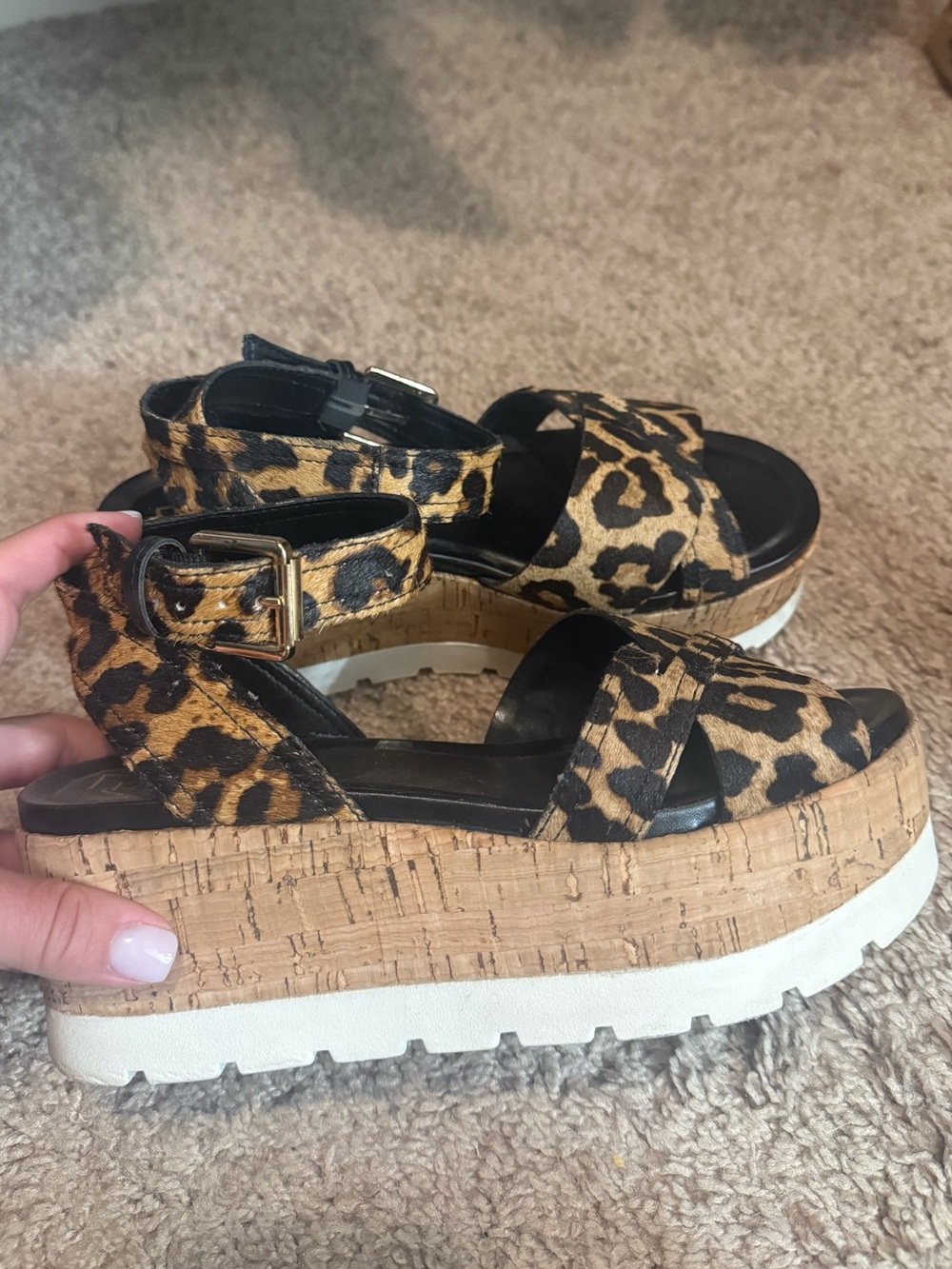 Franco Sarto Leopard Print Platform Sandals size 5.5
